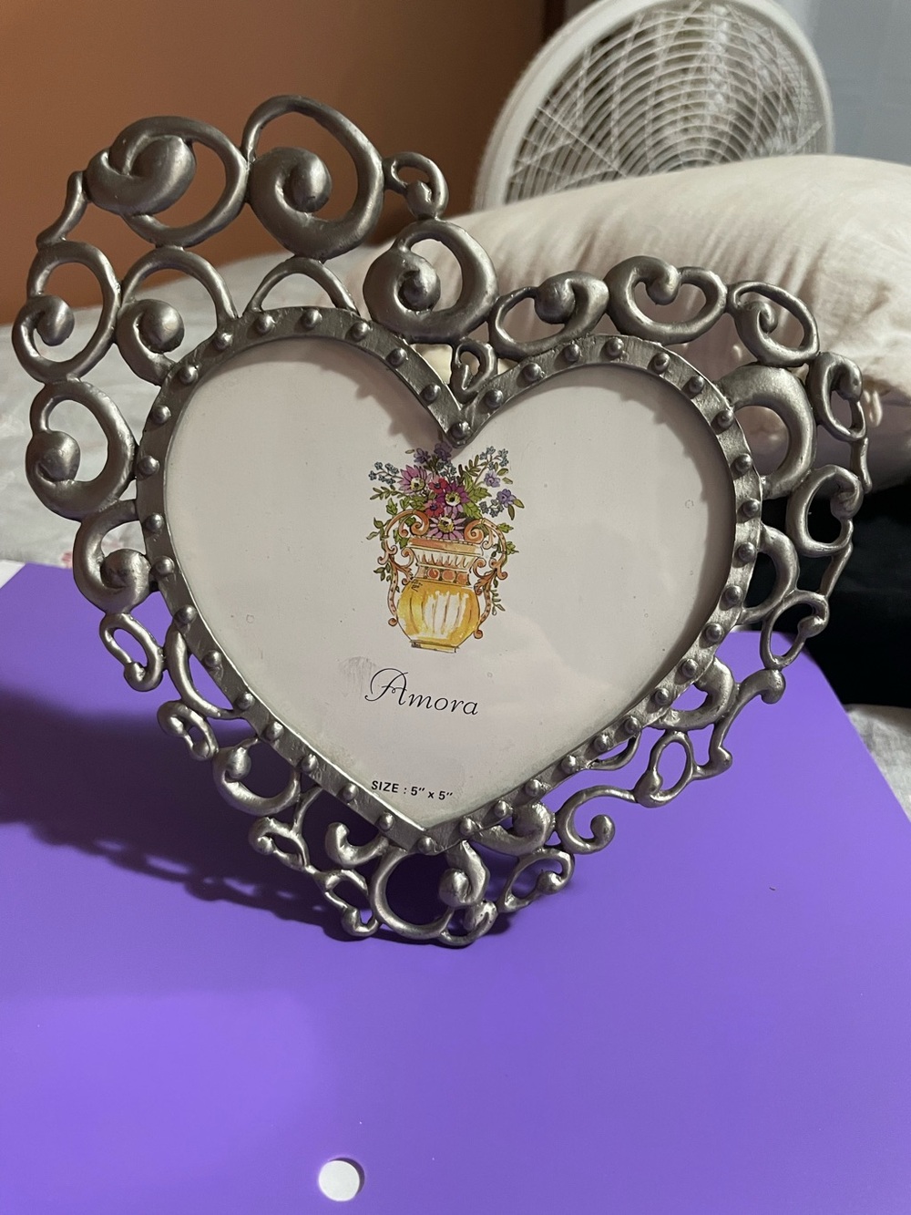 Heart Filigree Photo Frame - Silver Tone